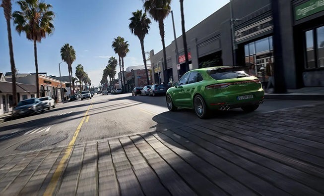 Green Porsche Macan View of the Back Sugar Land TX