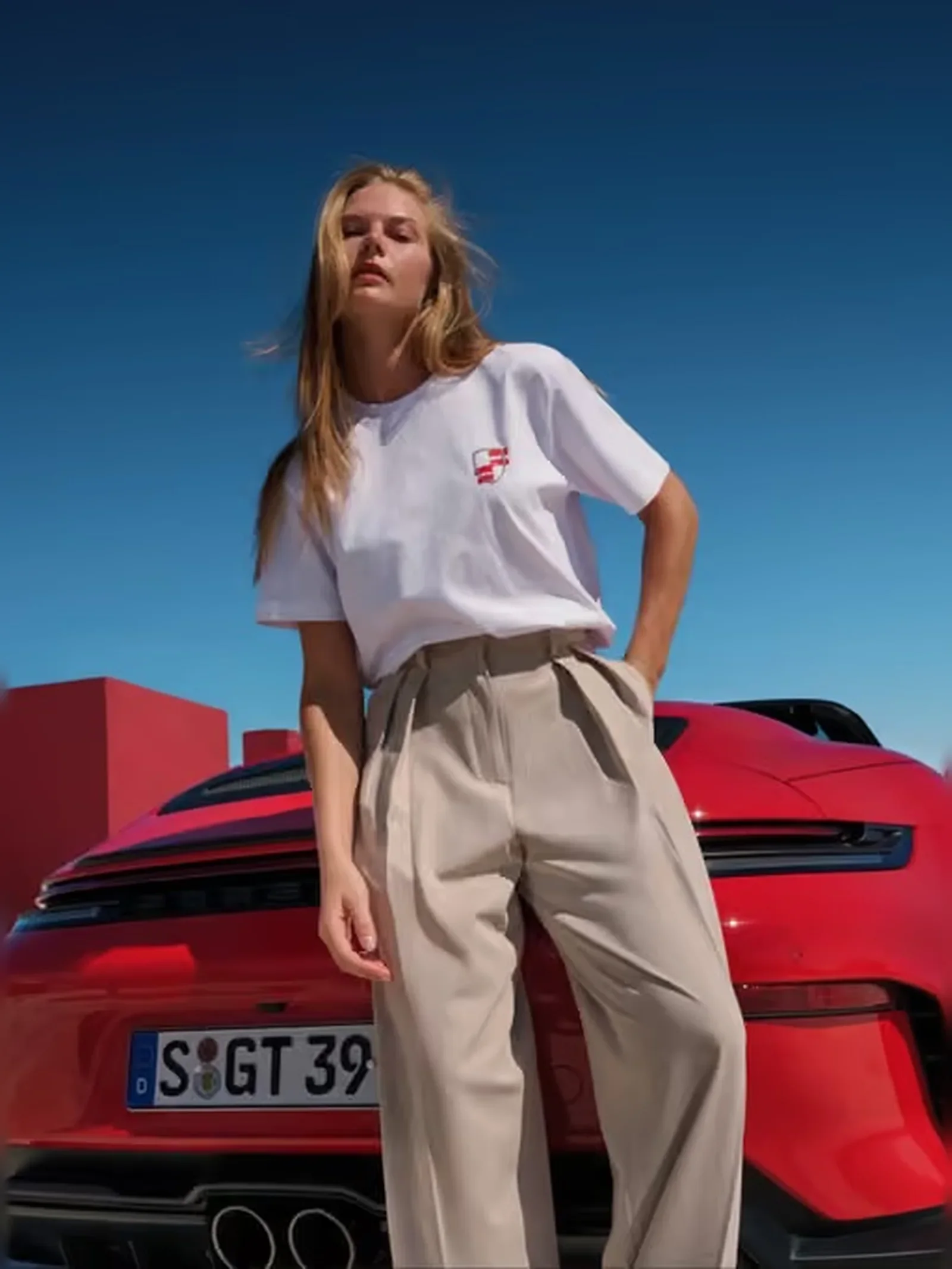 Woman modeling Porsche Lifestyle apparel