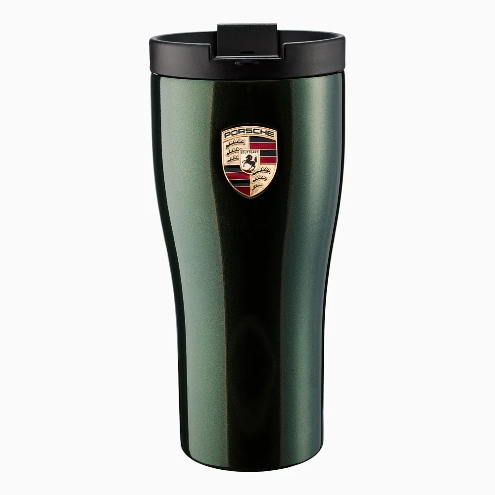 Porsche thermal travel cup in Oak Green Metallic